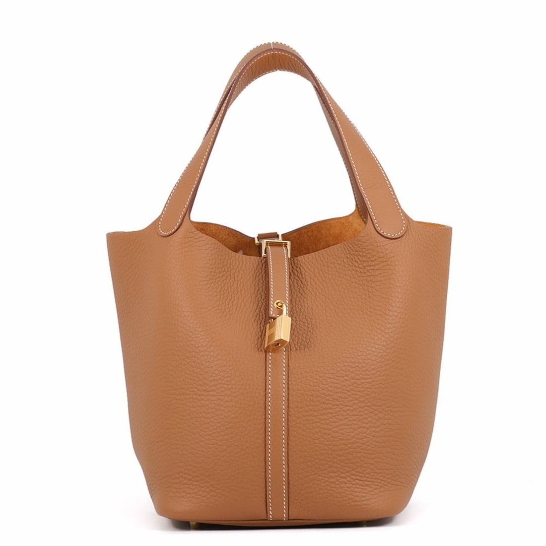 Hermes Picotin Lock MM Handbag, Gold, Taurillon Clemence Leather, G Stamp, HERMES, Lock, Picotin, (1 of 12)