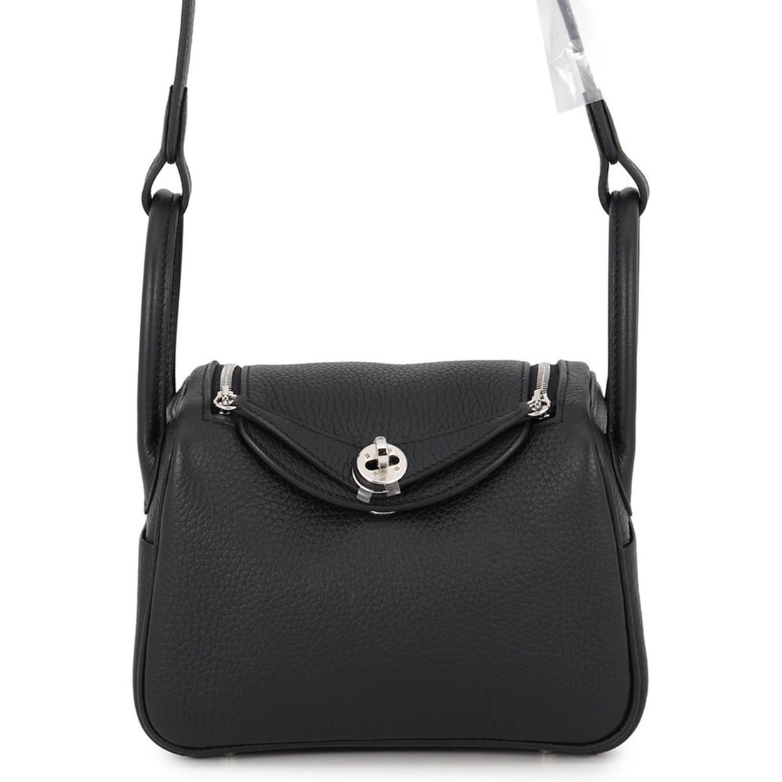 Hermes Lindy Mini handbag, black, Taurillon Clemence leather, G stamp, HERMES 2-way shoulder bag, (1 of 10)