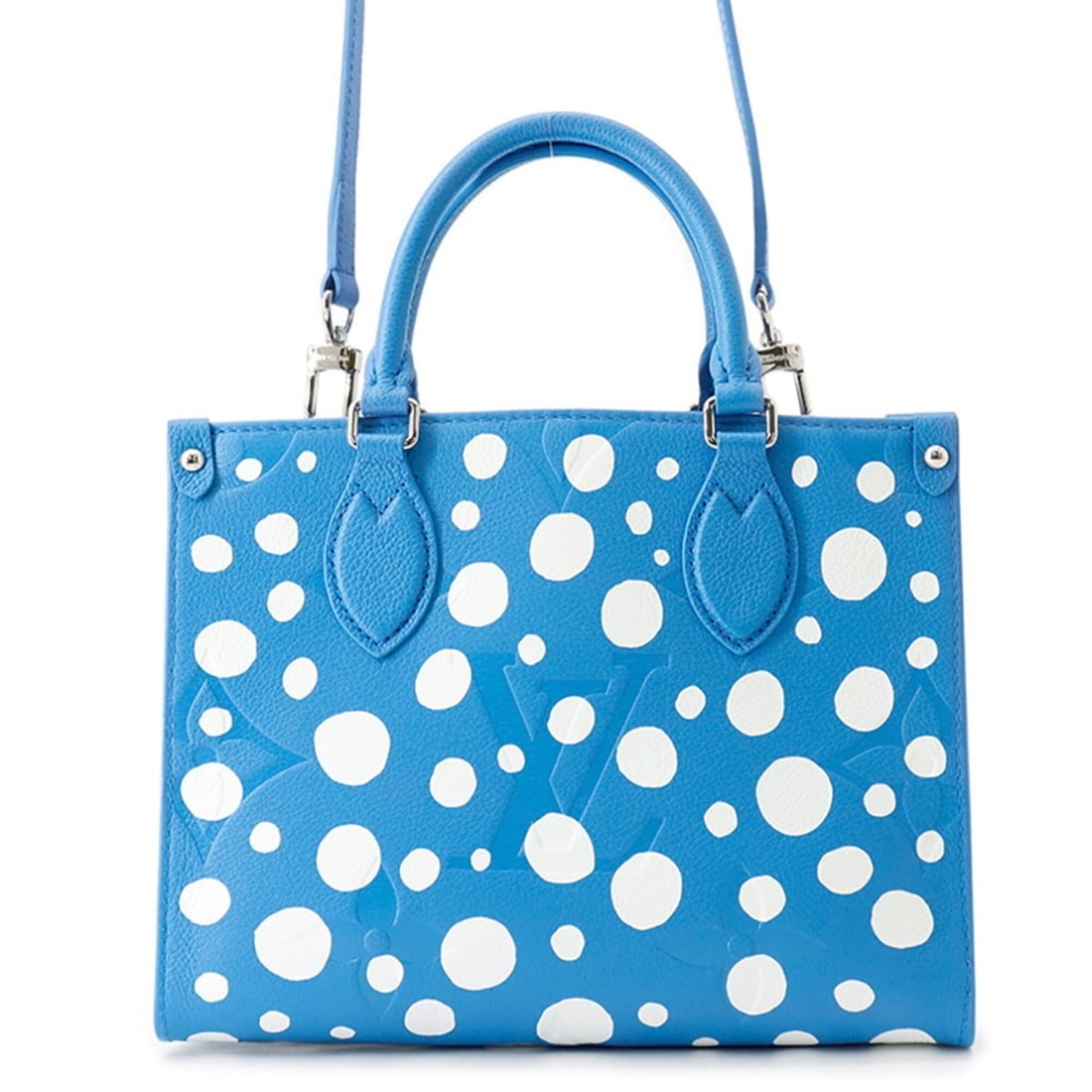 Louis Vuitton Monogram Empreinte LV x YK OnTheGo PM Handbag M46424 LOUIS VUITTON 2-way for Women: --- Catalog ---Category: SizeSize (HxWxD): 20cm x 25cm x 10cm / 7.87'' x 9.84'' x 3.93''Category: DesignType: HandbagColor: Blue, WhiteGender: WomenMaterial: Monogram Empreinte Category: GeneralBrand: