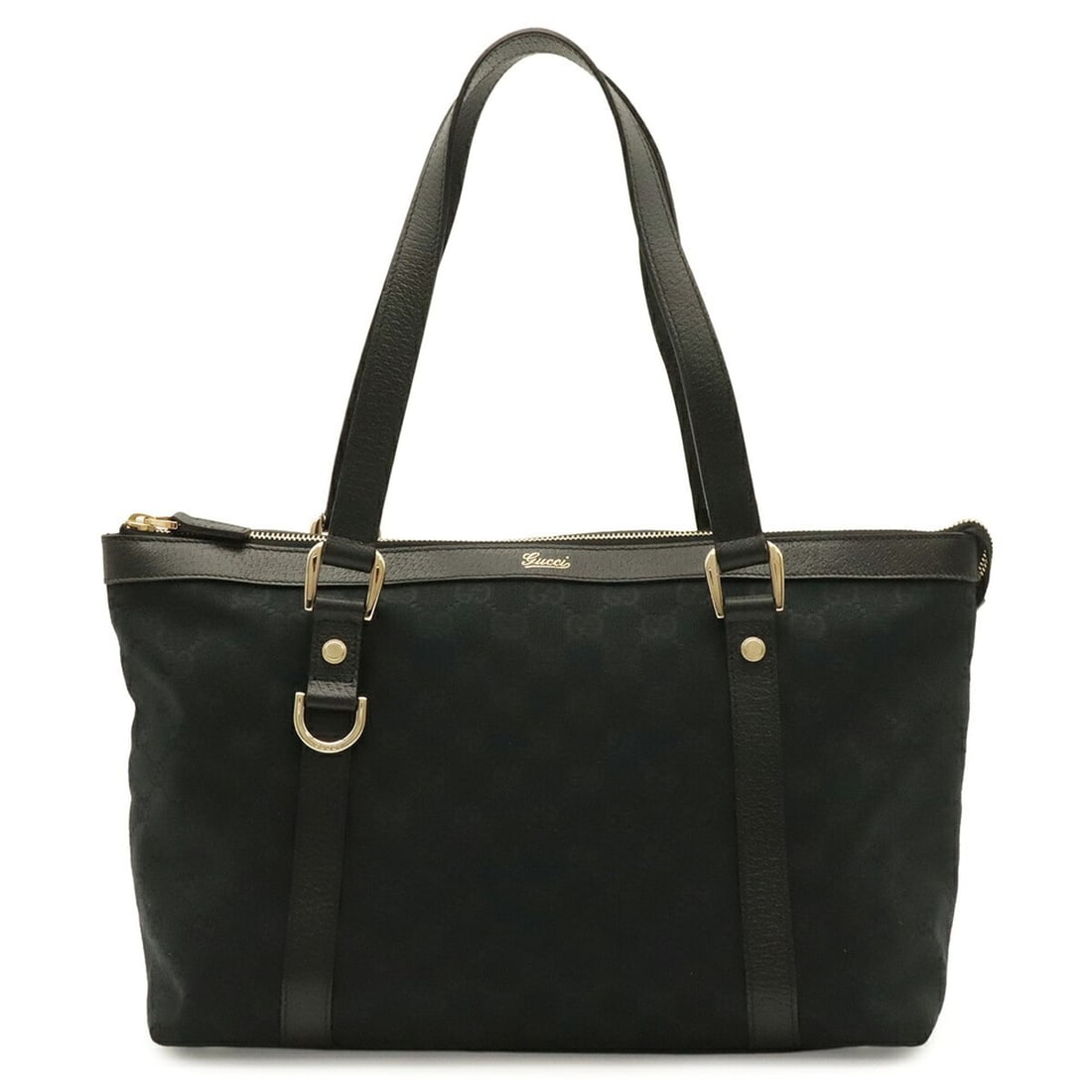 GUCCI GG Canvas Abbey Shoulder Bag Tote Leather Black 141470 (1 of 9)