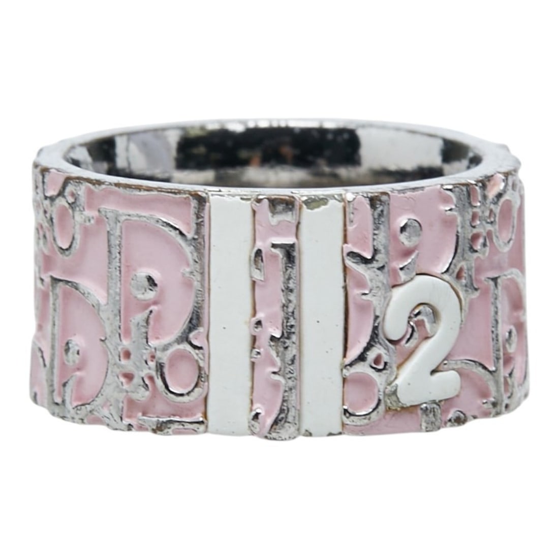 Christian Dior Dior Trotter Ring, Size #6, Silver and Pink Metal, Women's.: --- Catalog ---Category: SizeJP Size: 12US Size: 6.5Category: DesignType: Band ringColor: Pink, SilverGender: WomenMaterial: MetalCategory: GeneralBrand: Christian Dior--- Item List ---Section: Condit