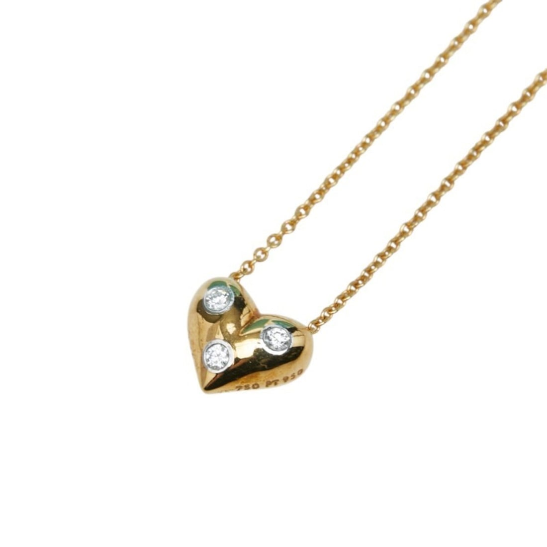 Tiffany & Co. 18K Yellow Gold (KYG) and Platinum (Pt950) Diamond Dots Heart Necklace for Women.: --- Catalog ---Category: SizePendant Size: 8.5mm x 10.1mm / 0.33'' x 0.39''Neck Circumference: 40.7 cm / 16.02''Category: DesignStone: DiamondGender: WomenMaterial: Platinum 950, Yellow gold (18K)Neck