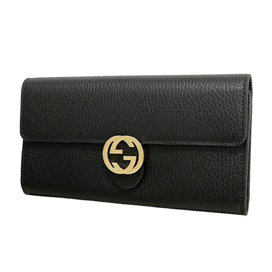 Gucci Long Wallet, Interlocking G, 598166, Leather, Black/Champagne, Women's, P3489102: --- Catalog ---Category: SizeSize (HxWxD): 11.5cm x 19cm x 2.5cm / 4.52'' x 7.48'' x 0.98''Category: DesignType: Long wallet (bi-fold)Color: BlackGender: WomenMaterial: Leather Category: GeneralMPN: 5