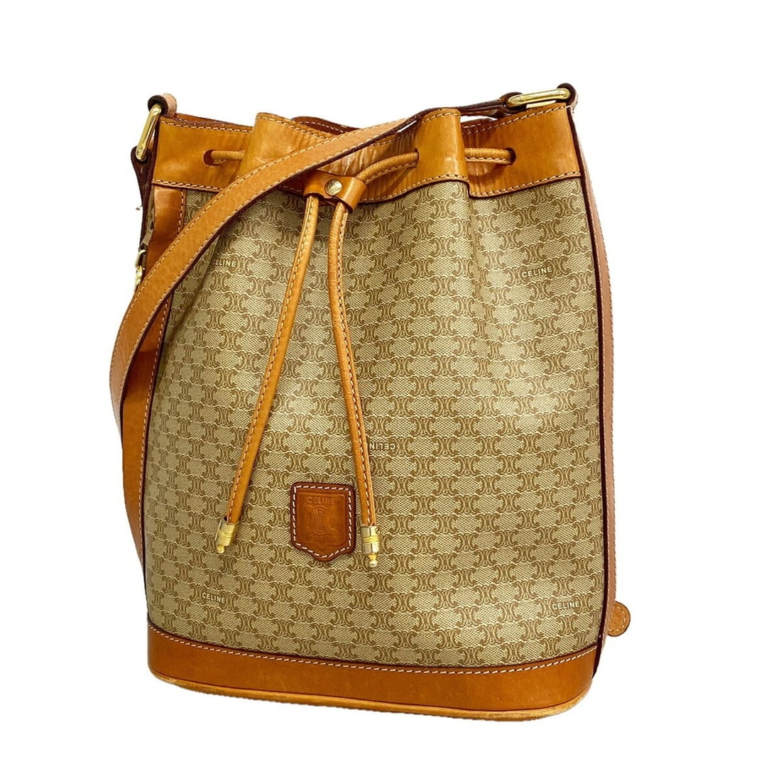 Celine Macadam Shoulder Bag, Brown/Beige, Women's, P3448800: --- Catalog ---Category: SizeSize (HxWxD): 28cm x 23cm x 12.5cm / 11.02'' x 9.05'' x 4.92''Category: DesignType: Shoulder bagColor: Beige, BrownGender: WomenMaterial: PVC Hardware Color: GoldCategory: