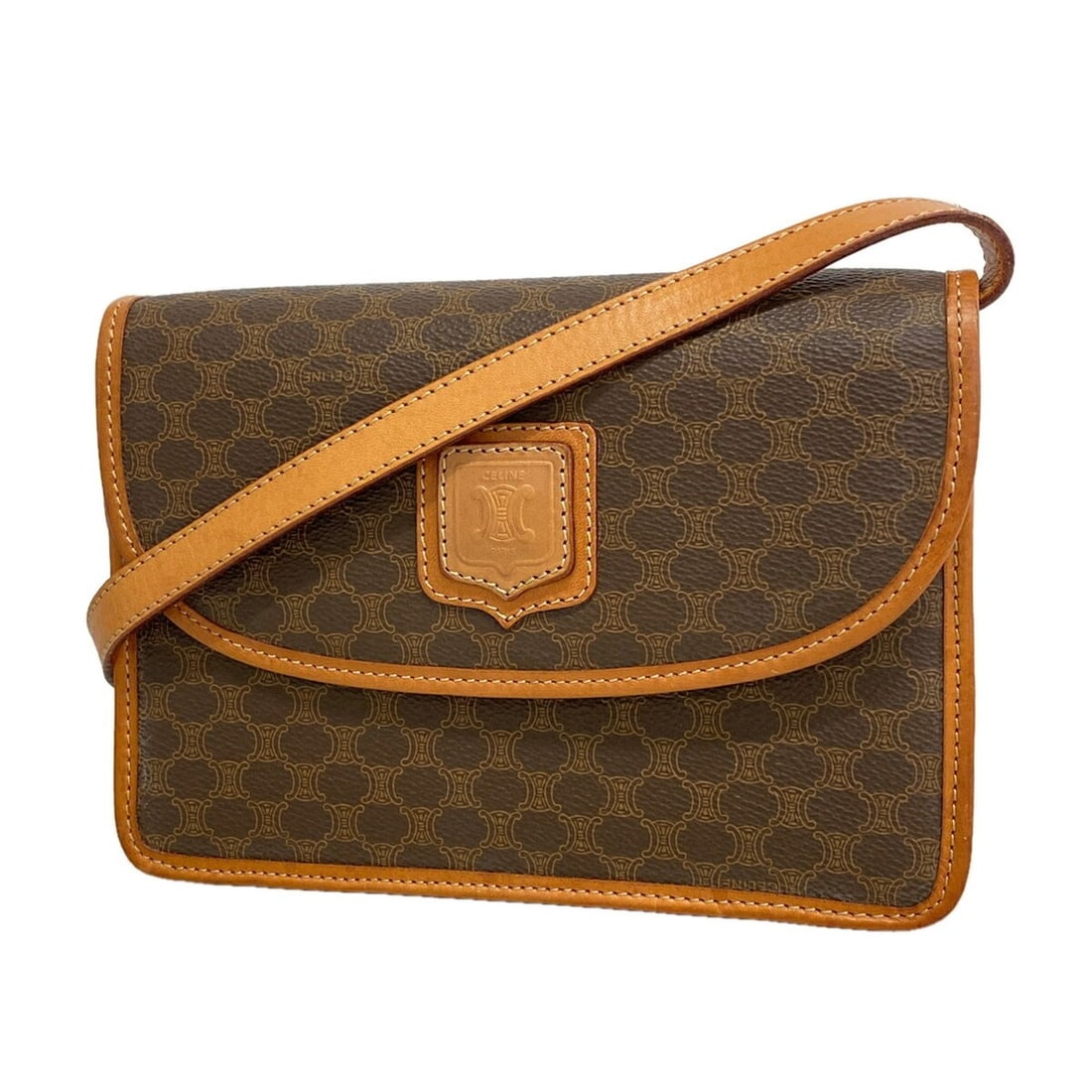 Celine Macadam Shoulder Bag, Brown, Women's, P3443128 (1 of 11)