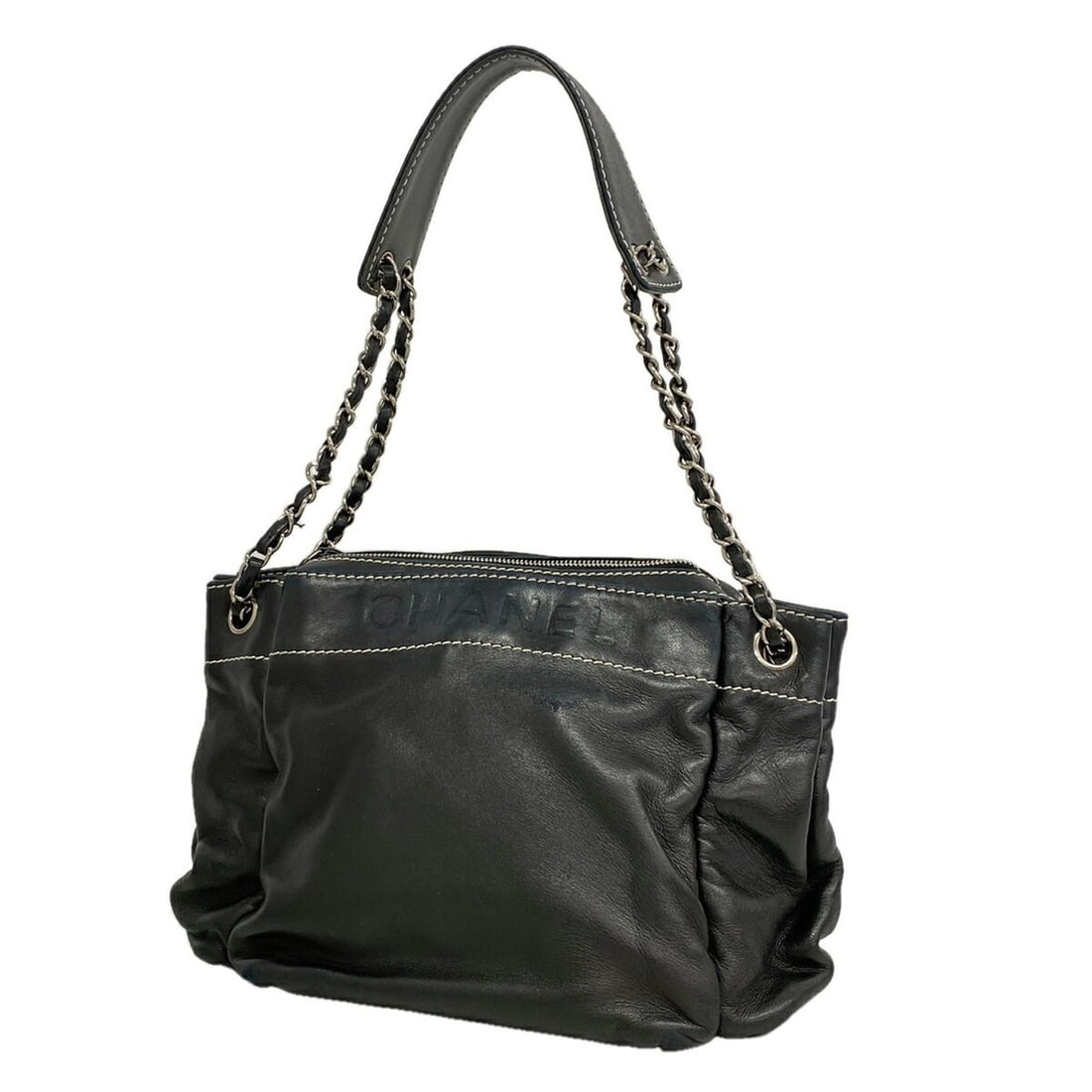 Chanel Shoulder Bag, Chain Strap, Lambskin, Black, Women's, P3443080 (1 of 14)