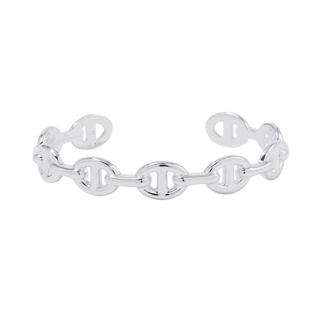 Hermes Chaine d'Ancre Enchainée Bangle, SV925 Silver, Size LG. (HERMES Bracelet): --- Catalog ---Category: SizeLength: 16.5cm / 6.49''Category: DesignType: Charm braceletColor: SilverGender: WomenMaterial: Silver 925Category: GeneralBrand: HermesCountry of Origin: Italy--- Item Lis