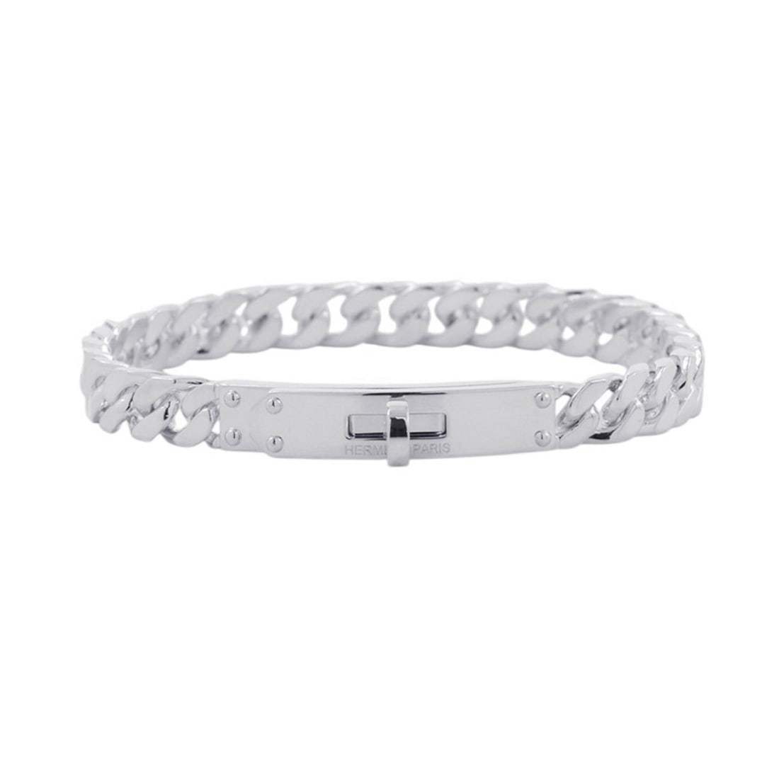 Hermes Kelly Gourmet Bracelet, Size TPM ST, SV925 Silver. (HERMES bracelet): --- Catalog ---Category: SizeLength: 19cm / 7.48''Category: DesignType: Charm braceletColor: SilverGender: WomenMaterial: Silver 925Category: GeneralBrand: HermesCountry of Origin: Italy--- Item List 
