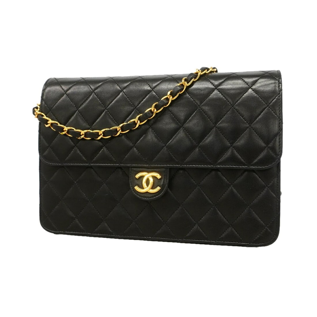Chanel Matelassé Chain Shoulder Bag, Lambskin, Black, Women's, P3440200: --- Catalog ---Category: SizeSize (HxWxD): 18cm x 25cm x 7cm / 7.08'' x 9.84'' x 2.75''Category: DesignType: Shoulder bagColor: BlackGender: WomenMaterial: Leather Hardware Color: GoldLeather/Fur Type