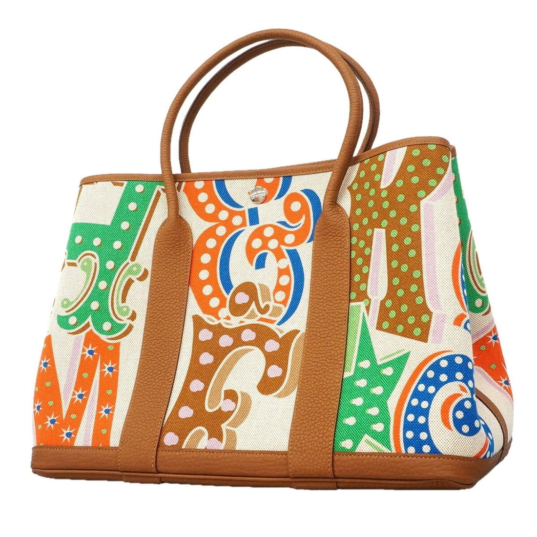 Hermes Garden PM Electric Tote Bag, Toile H Negonda, Gold Multicolor, W Stamp, Women's, OP025027: --- Catalog ---Category: SizeSize (HxWxD): 26.5cm x 35.5cm x 17.5cm / 10.43'' x 13.97'' x 6.88''Category: DesignType: Tote bagColor: Gold, Multi-colorGender: WomenMaterial: Toile H , Negonda leather H