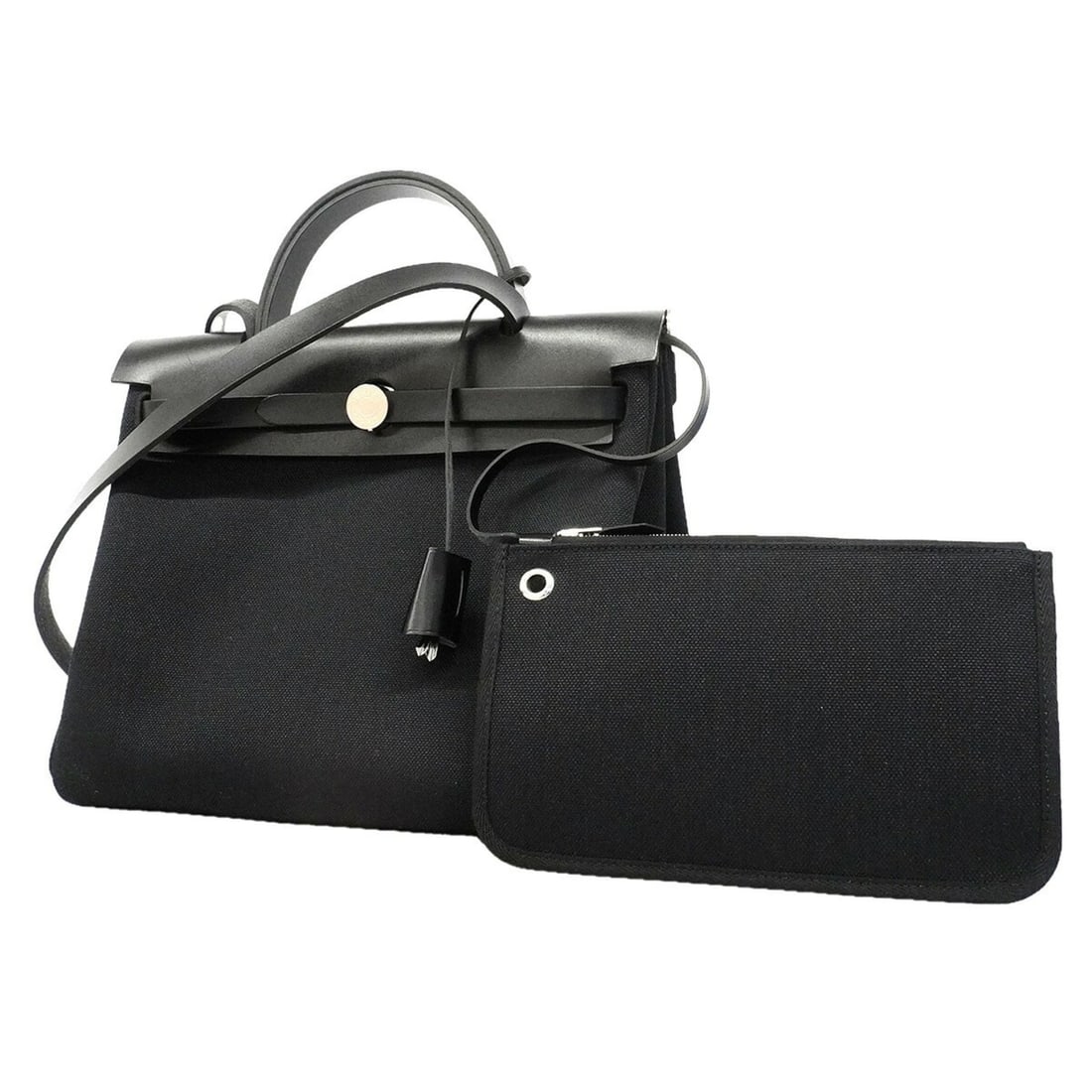 Hermes Herbag Zip PM Handbag, Toile Military, Black, B Stamp, 2-way Bag for Women, OP023116: --- Catalog ---Category: SizeSize (HxWxD): 26cm x 30.5cm x 11cm / 10.23'' x 12'' x 4.33''Category: DesignType: HandbagColor: BlackGender: WomenHardware Color: SilverCategory: GeneralBrand: Hermes--- I