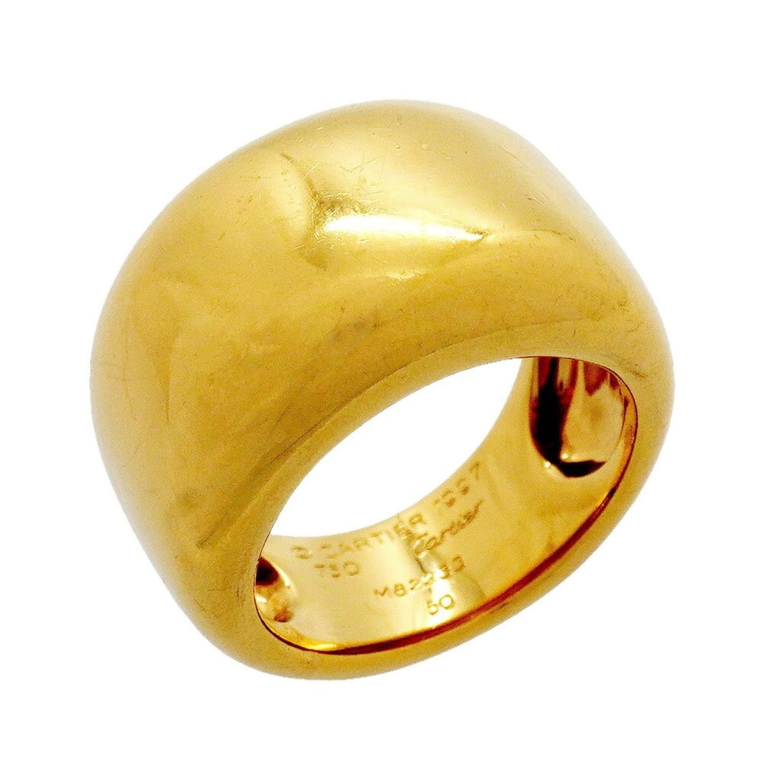 Cartier Nouvelle Vague Ring, 18K Yellow Gold, Size 50, Ladies': --- Catalog ---Category: SizeUS Size: 5.5Brand Size: 50Category: DesignType: Band ringGender: WomenMaterial: Yellow gold (18K)Category: GeneralBrand: Cartier--- Item List ---Section: ConditionRanking: