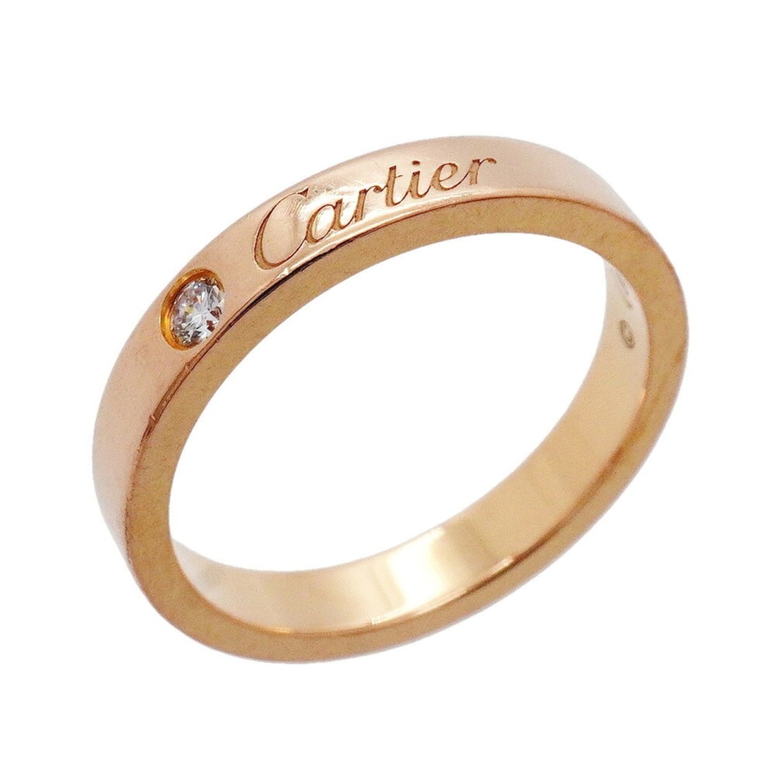 Cartier C de Ring, 1PD (18K Pink Gold) with Diamond, Size 49, Ladies': --- Catalog ---Category: SizeUS Size: 5Brand Size: 49Category: DesignType: Band ringStone: DiamondGender: WomenMaterial: Pink gold (18K)Category: GeneralBrand: Cartier--- Item List ---Section: Conditi