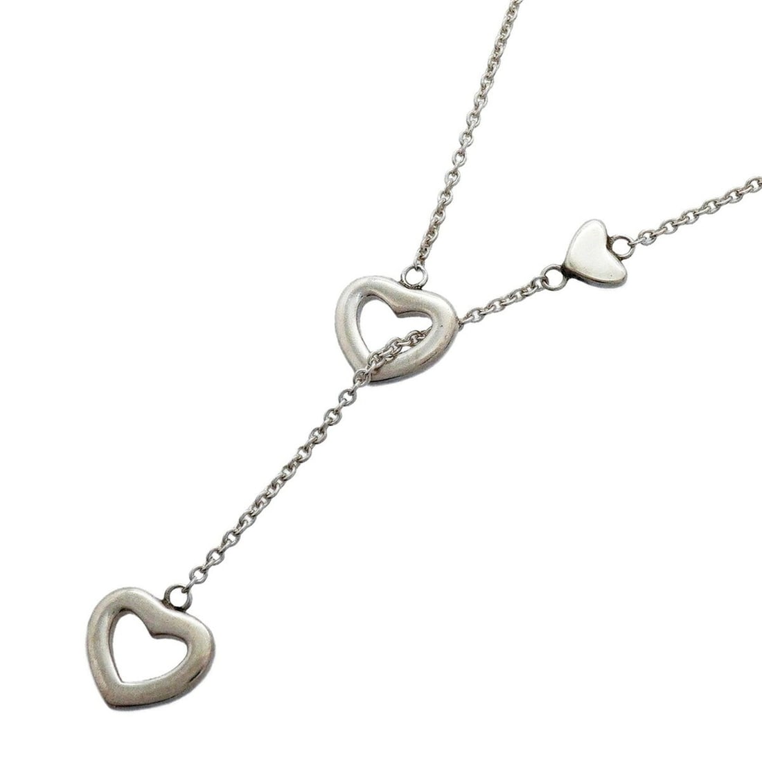 Tiffany & Co. Heart Link Lariat Necklace, Sterling Silver 925, Women's: --- Catalog ---Category: SizeNeck Circumference: 50.5 cm / 19.88''Category: DesignGender: WomenMaterial: Silver 925Necklace Type: NecklaceCategory: GeneralBrand: Tiffany--- Item List ---Section: Condi
