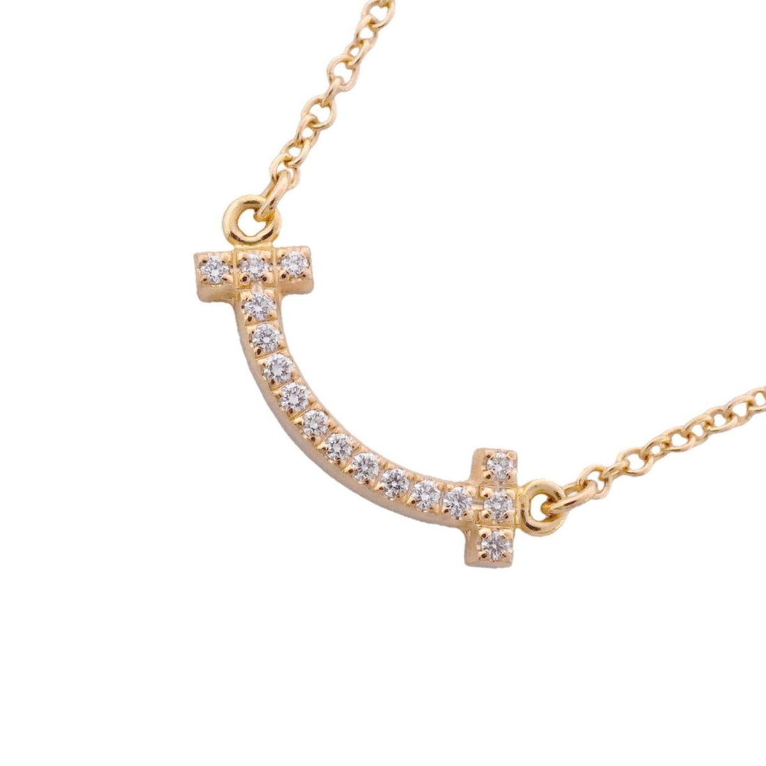 Tiffany & Co. T Smile Mini Necklace, 18K Pink Gold, Diamond, Women's: --- Catalog ---Category: SizePendant Size: 4.7mm x 13.4mm / 0.18'' x 0.52''Neck Circumference: 41 cm - 46 cm / 16.14'' - 18.11''Category: DesignStone: DiamondGender: WomenMaterial: Pink gold (18K)Neck
