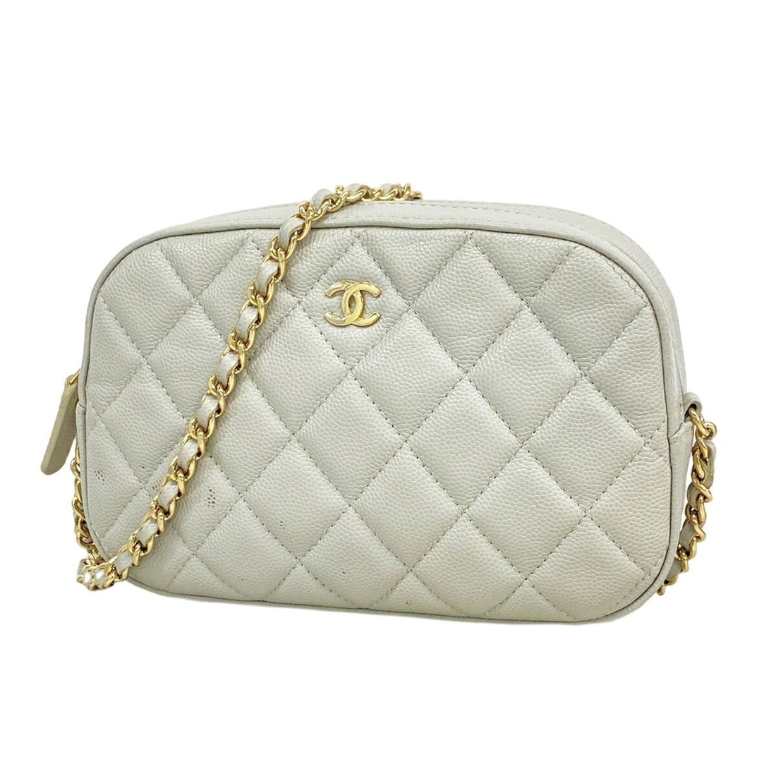 Chanel Matelassé Chain Shoulder Bag, Caviar Leather, Gray Champagne, Women's: --- Catalog ---Category: SizeSize (HxWxD): 12cm x 16cm x 4cm / 4.72'' x 6.29'' x 1.57''Category: DesignType: Shoulder bagColor: GrayGender: WomenMaterial: Grained Calfskin Hardware Color: Champagne go