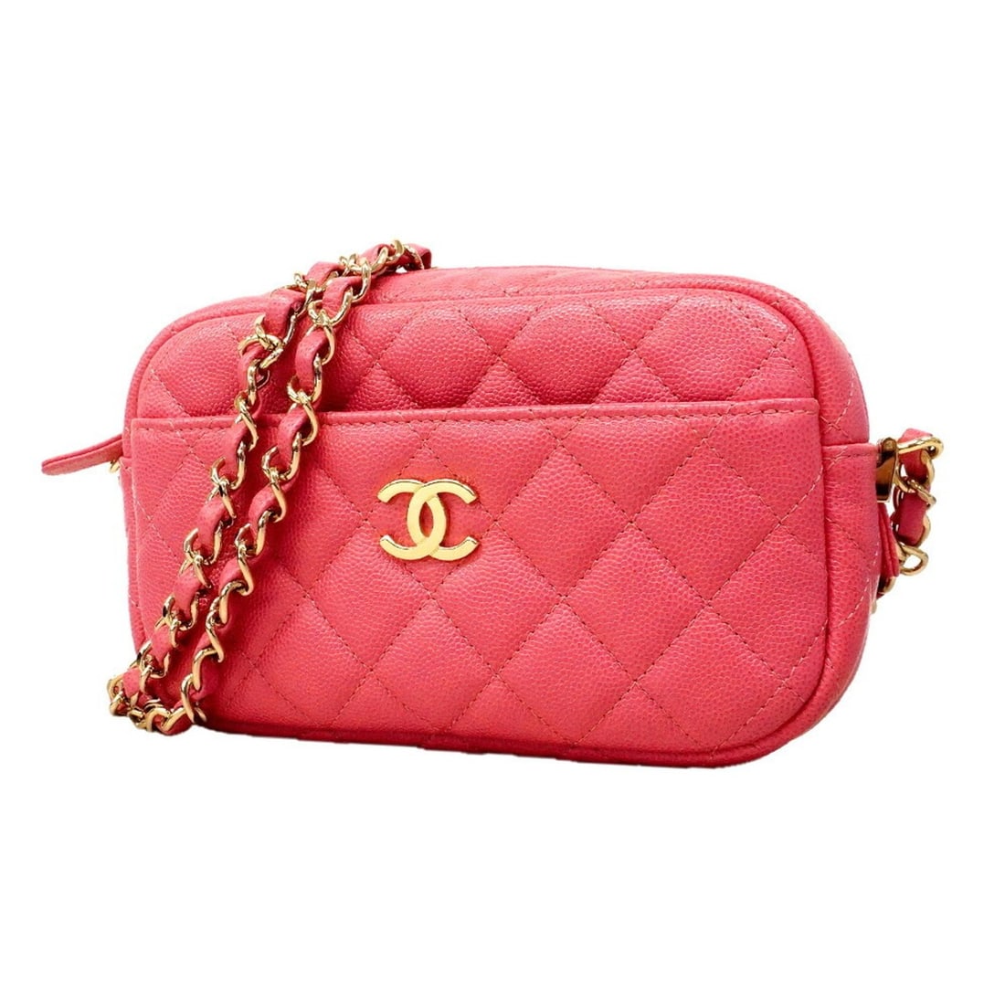 Chanel Matelassé Chain Shoulder Bag, Caviar Leather, Pink, Women's, P3488714: --- Catalog ---Category: SizeSize (HxWxD): 10.5cm x 18cm x 5.5cm / 4.13'' x 7.08'' x 2.16''Category: DesignType: Shoulder bagColor: PinkGender: WomenMaterial: Grained Calfskin Hardware Color: GoldCate