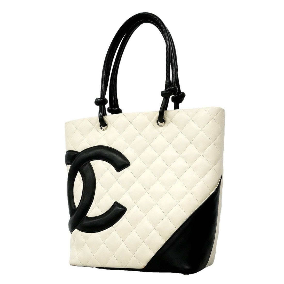 Chanel Cambon Lambskin Tote Bag, White, Women's: --- Catalog ---Category: SizeSize (HxWxD): 24cm x 20cm x 12.5cm / 9.44'' x 7.87'' x 4.92''Category: DesignType: Tote bagColor: WhiteGender: WomenMaterial: Leather Hardware Color: SilverLeather/Fur Typ