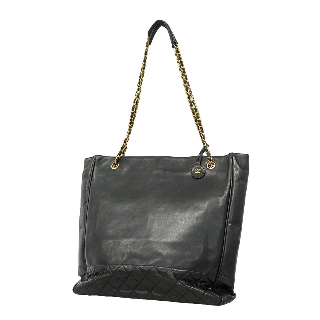 Chanel Matelassé Lambskin Chain Tote Bag, Black, for Women: --- Catalog ---Category: SizeSize (HxWxD): 37.5cm x 36cm x 9.5cm / 14.76'' x 14.17'' x 3.74''Category: DesignType: Tote bagColor: BlackGender: WomenMaterial: Leather Hardware Color: GoldLeather/Fur Ty
