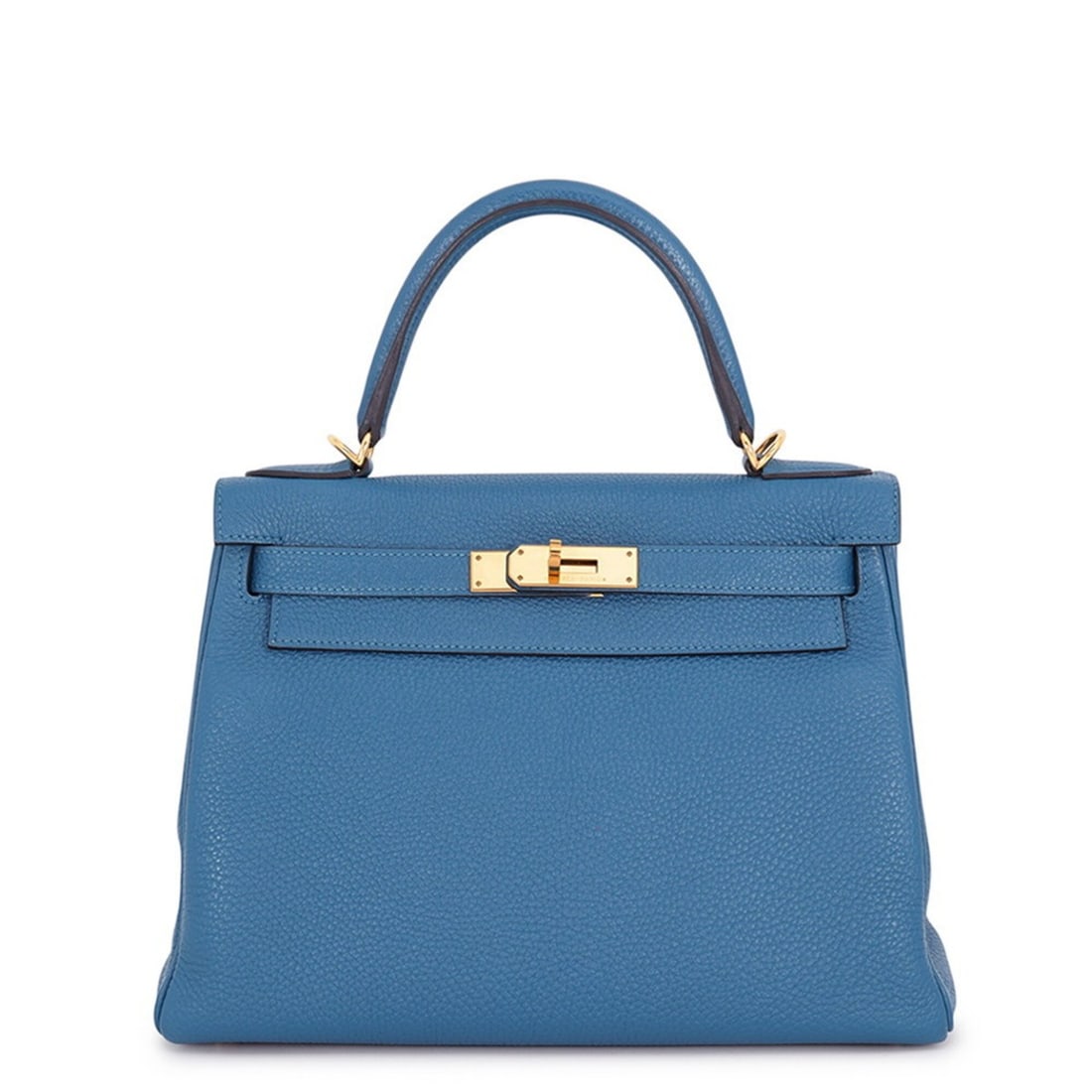 Hermes Kelly 28 Handbag, Inside Stitching, Bleu de Galice Togo Leather, ?Q Stamp, HERMES 2-way: --- Catalog ---Category: SizeSize (HxWxD): 20cm x 28cm x 12cm / 7.87'' x 11.02'' x 4.72''Category: DesignType: HandbagColor: BlueGender: WomenMaterial: Togo leather Hardware Color: GoldCategory: Gener