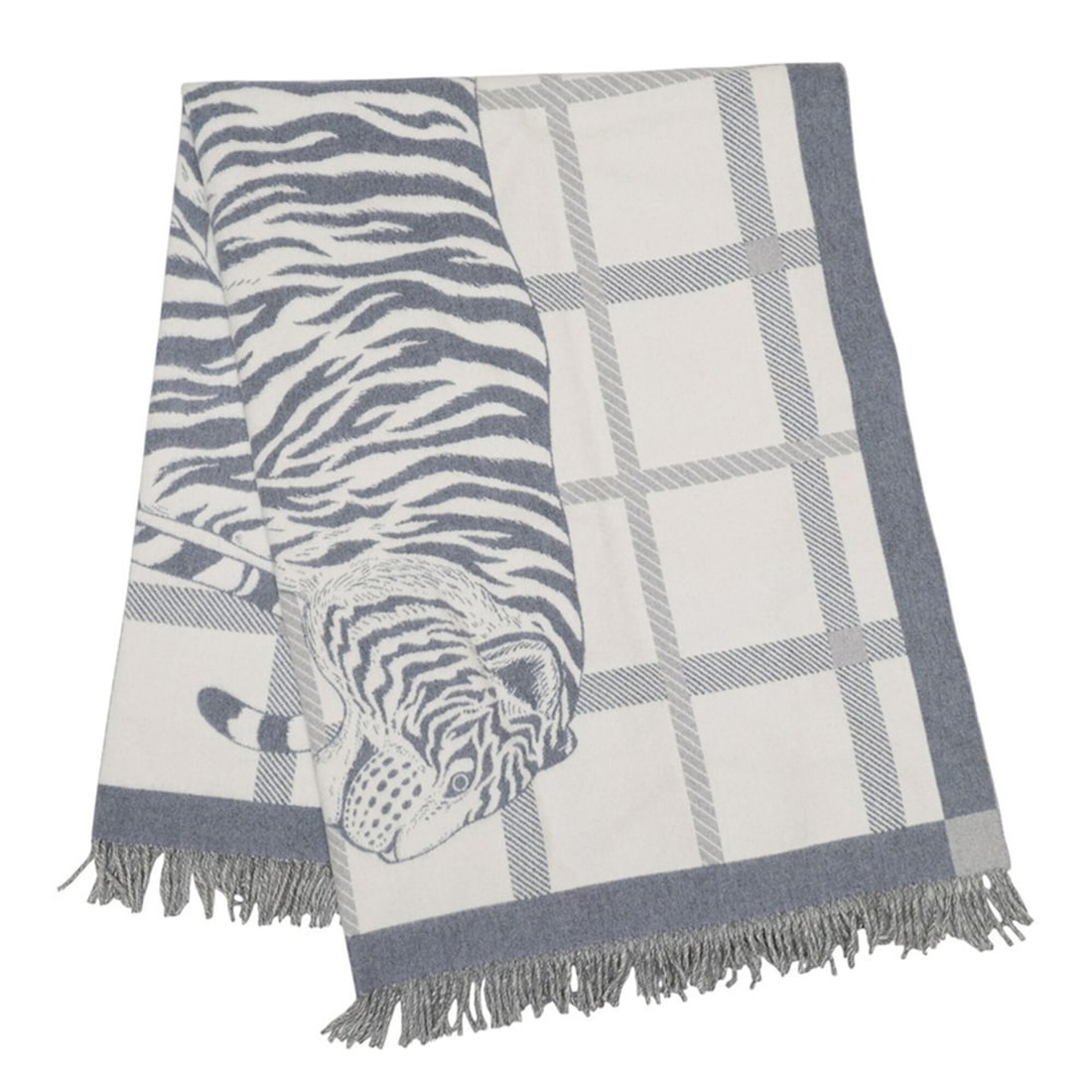 Hermes Blanket Plaid Jacquard Tigre Altai 2 Wool Cashmere HERMES (1 of 12)