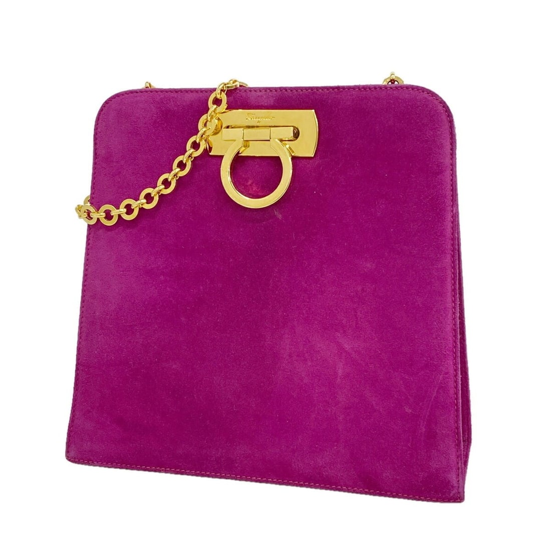 Salvatore Ferragamo Shoulder Bag, Gancini Design, Suede, Purple, Women's: --- Catalog ---Category: SizeSize (HxWxD): 21cm x 22cm x 8cm / 8.26'' x 8.66'' x 3.14''Category: DesignType: Shoulder bagColor: PurpleGender: WomenMaterial: Suede Hardware Color: GoldCategory: General