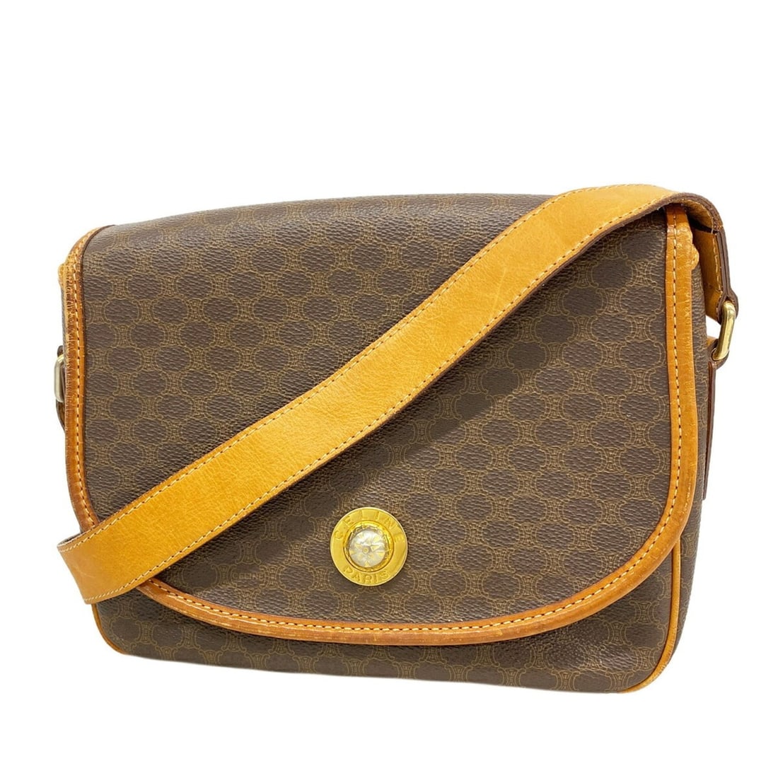 Celine Macadam Shoulder Bag, Brown, Women's: --- Catalog ---Category: SizeSize (HxWxD): 22cm x 25cm x 9cm / 8.66'' x 9.84'' x 3.54''Category: DesignType: Shoulder bagColor: BrownGender: WomenMaterial: PVC Hardware Color: GoldCategory: GeneralBra
