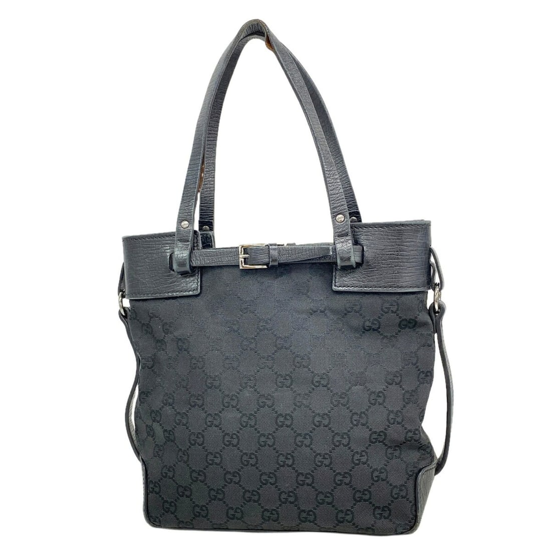 Gucci GG Canvas Tote Bag 107757, Black, Women's: --- Catalog ---Category: SizeSize (HxWxD): 25.5cm x 24cm x 10cm / 10.03'' x 9.44'' x 3.93''Category: DesignType: Tote bagColor: BlackGender: WomenMaterial: Canvas Hardware Color: SilverCategory: Gener