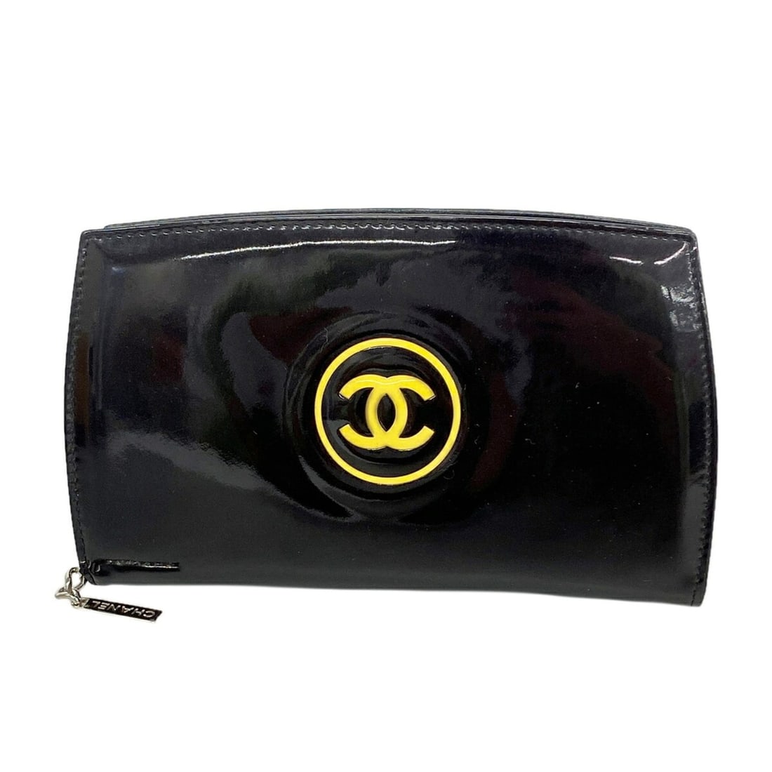 Chanel long wallet, patent leather, black, women's.: --- Catalog ---Category: SizeSize (HxWxD): 11.5cm x 18.5cm x 2cm / 4.52'' x 7.28'' x 0.78''Category: DesignType: Long wallet (bi-fold)Color: BlackGender: WomenMaterial: Patent leather Category: Genera