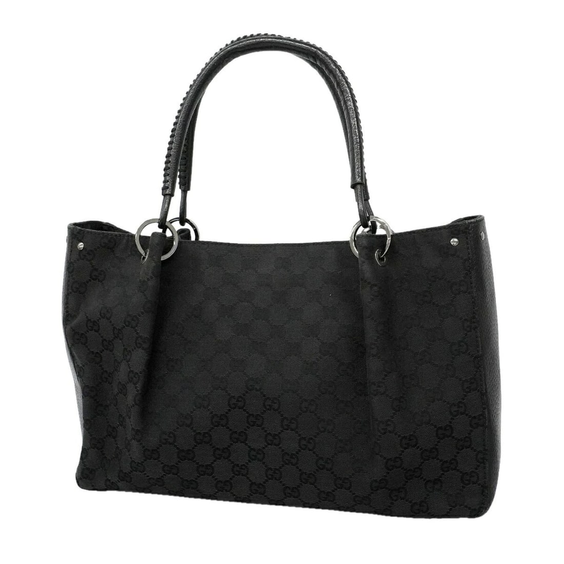 Gucci GG Canvas Tote Bag 115015, Black, Women's: --- Catalog ---Category: SizeSize (HxWxD): 25.5cm x 36cm x 11cm / 10.03'' x 14.17'' x 4.33''Category: DesignType: Tote bagColor: BlackGender: WomenMaterial: Canvas Hardware Color: SilverCategory: Gene