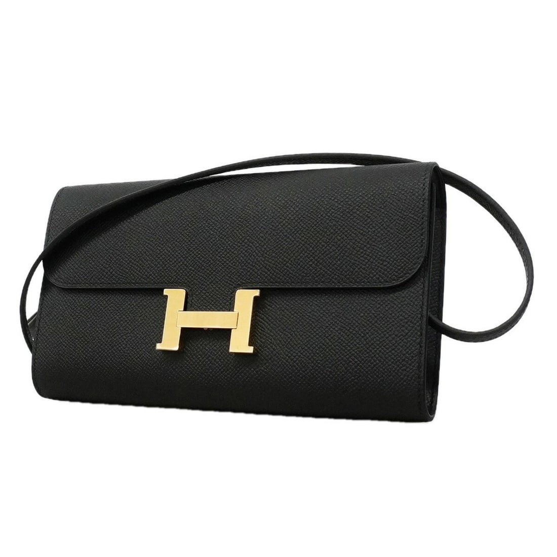 Hermes Constance Tougo Wallet/Shoulder Wallet, Veau Epsom Leather, Black, G Stamp, Women's (1 of 18)
