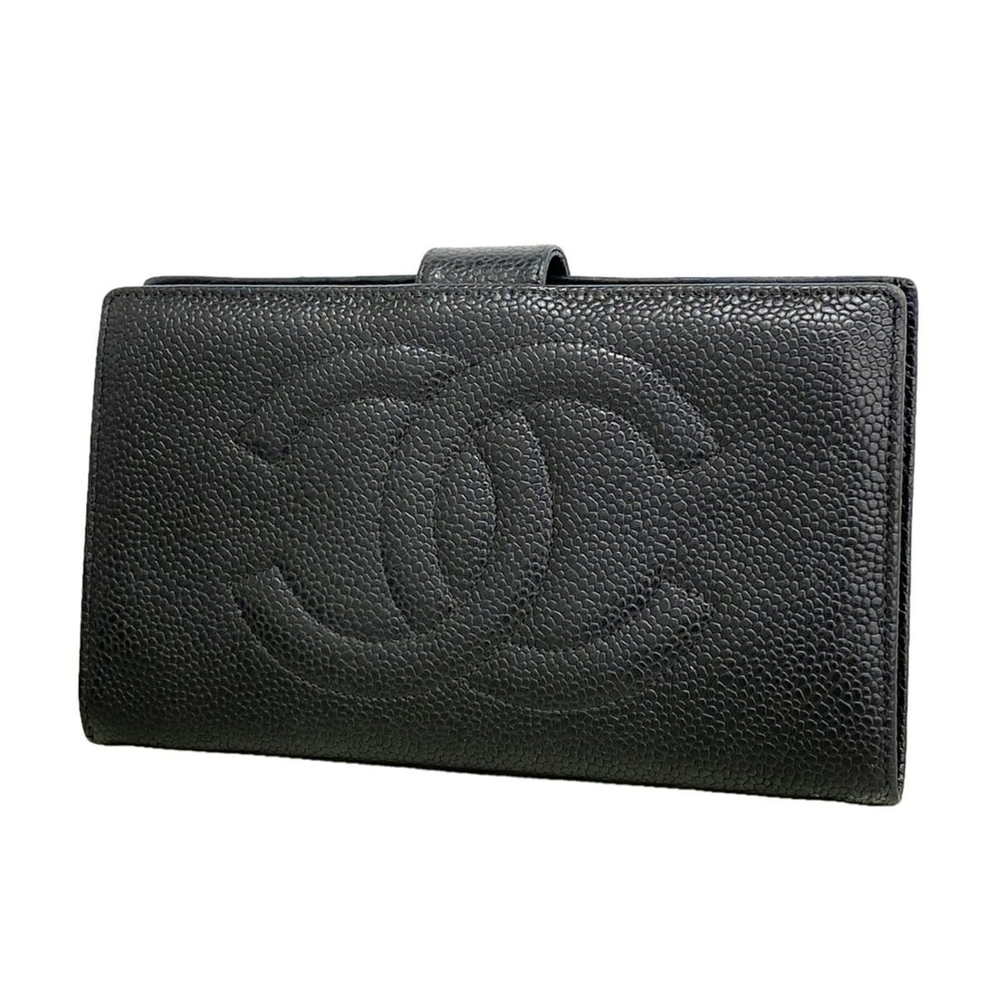 Chanel Long Wallet, Caviar Leather, Black, Women's: --- Catalog ---Category: SizeSize (HxWxD): 10.5cm x 17.5cm x 1.5cm / 4.13'' x 6.88'' x 0.59''Category: DesignType: Long wallet (bi-fold)Color: BlackGender: WomenMaterial: Grained Calfskin Category: Ge
