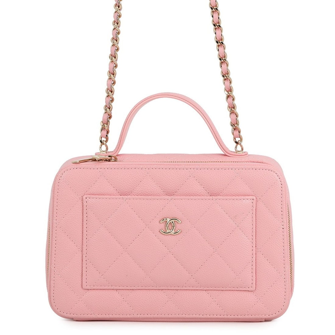 Chanel Chain Shoulder Bag, Coco Mark, Matelassé Vanity, Caviar Skin, AP4778, CHANEL Handbag,: --- Catalog ---Category: SizeSize (HxWxD): 12.5cm x 19cm x 8cm / 4.92'' x 7.48'' x 3.14''Category: DesignType: Handbag, Shoulder bagColor: PinkGender: WomenMaterial: Grained Calfskin Hardware Color: C