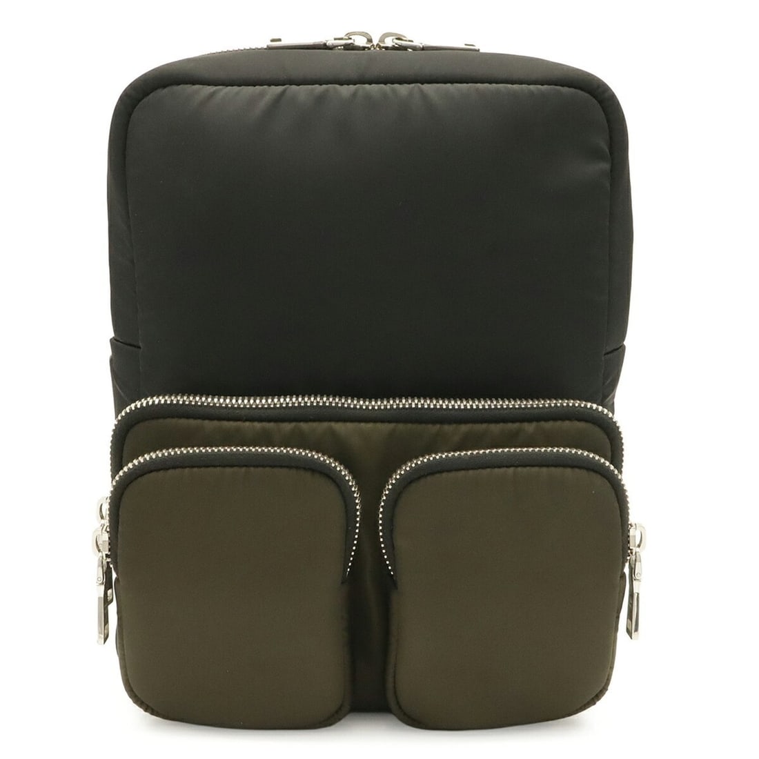 PRADA TESSUTO POCKET Rubber Backpack, Rucksack, Daypack, Nylon, NERO (Black), Khaki Green, 2VZ043 (1 of 10)