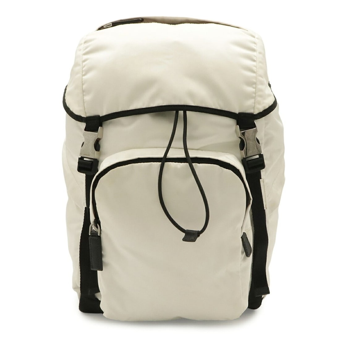 PRADA Backpack, Rucksack, Daypack, Nylon and Leather, BIANCO White, Purchased at a domestic: --- Catalog ---Category: SizeSize (HxWxD): 39cm x 25cm x 14cm / 15.35'' x 9.84'' x 5.51''Category: DesignType: BackpackColor: Bianco, WhiteGender: Men,WomenMaterial: Nylon Category: GeneralMPN: 2VZ135