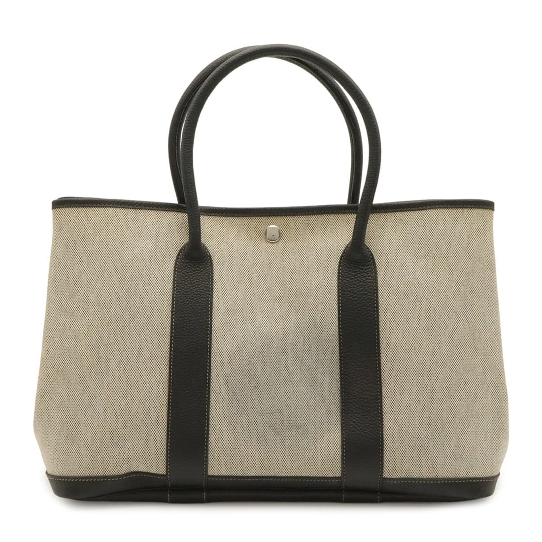 HERMES Garden PM Bolduc Ribbon Tote Bag Handbag Toile H Leather Gray Black: --- Catalog ---Category: SizeSize (HxWxD): 25.5cm x 36cm x 17cm / 10.03'' x 14.17'' x 6.69''Category: DesignType: Handbag, Tote bagColor: Black, Gray, WhiteGender: WomenMaterial: Toile H , Leather Cat