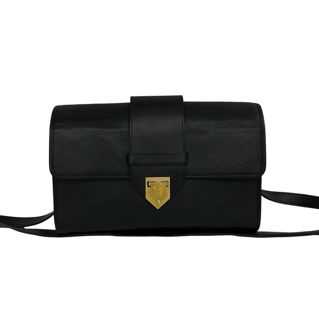 YVES SAINT LAURENT Vintage YSL Logo Hardware Leather Shoulder Bag Pouch Black 31475: --- Catalog ---Category: SizeSize (HxWxD): 18.5cm x 27cm x 4.5cm / 7.28'' x 10.62'' x 1.77''Category: DesignType: Pochette, Shoulder bagColor: BlackGender: WomenMaterial: Leather Category: GeneralBran