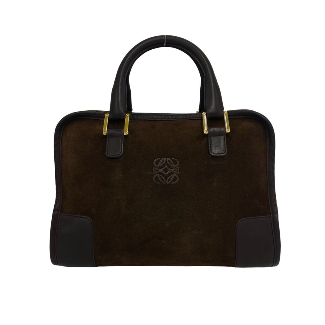 LOEWE Vintage Amazona 28 Anagram Suede Leather Handbag Mini Boston Bag Brown 20903: --- Catalog ---Category: SizeSize (HxWxD): 18.5cm x 27cm x 13cm / 7.28'' x 10.62'' x 5.11''Category: DesignType: Boston bag, HandbagColor: BrownGender: WomenMaterial: Suede , Leather Category: General