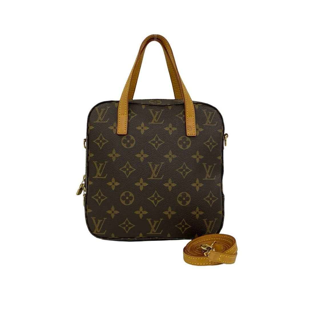 LOUIS VUITTON Louis Vuitton Spontini Monogram Leather Genuine 2-way Shoulder Bag/Handbag Brown 21133: --- Catalog ---Category: SizeSize (HxWxD): 20.5cm x 20.5cm x 7.5cm / 8.07'' x 8.07'' x 2.95''Category: DesignType: Handbag, Shoulder bagColor: BrownGender: WomenMaterial: Leather , PVC Category: Gener