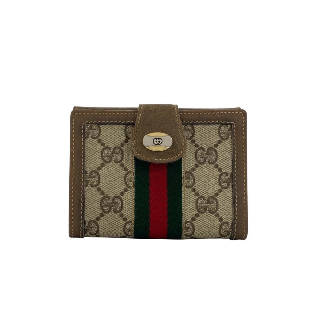 GUCCI Vintage Sherry Line GG Logo Leather Bi-fold Wallet, Brown/Red, 30268 (1 of 13)