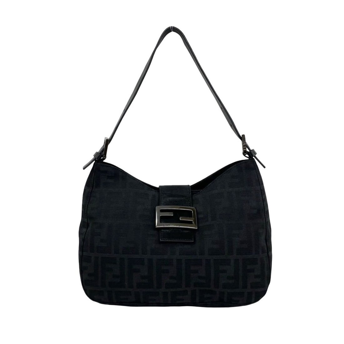 FENDI Vintage Zucca FF Pattern Canvas Leather One Shoulder Bag Handbag Black 34022 (1 of 16)