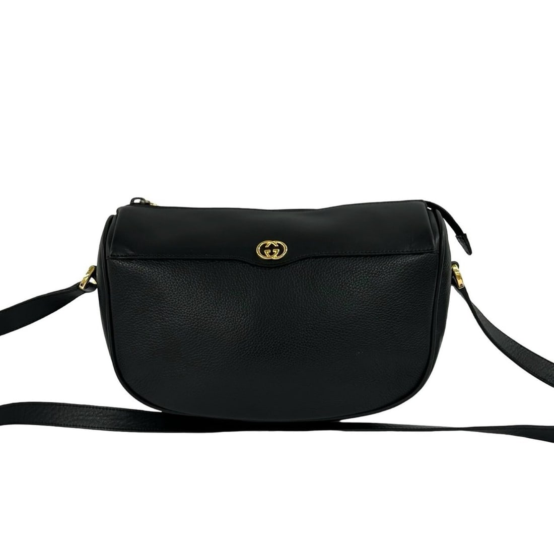 GUCCI Vintage GG Logo Leather Shoulder Bag/Pouch, Black, Size 17-10: --- Catalog ---Category: SizeSize (HxWxD): 20cm x 24cm x 8cm / 7.87'' x 9.44'' x 3.14''Category: DesignType: Pochette, Shoulder bagColor: BlackGender: WomenMaterial: Leather Category: GeneralBrand: Gu