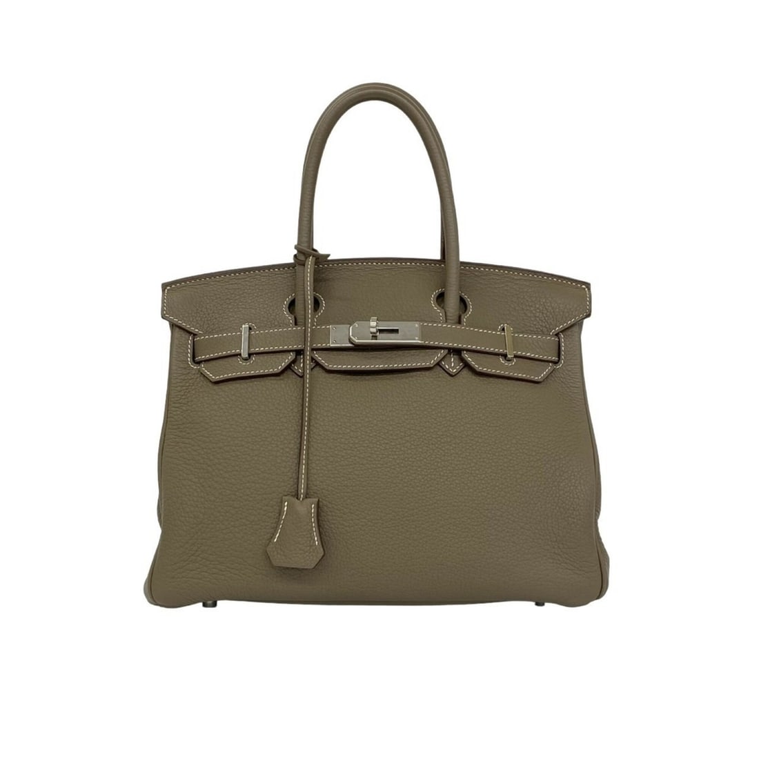 HERMES Birkin 30 Taurillon Clemence Leather Handbag Mini Tote Bag Etoupe 35324 (1 of 14)