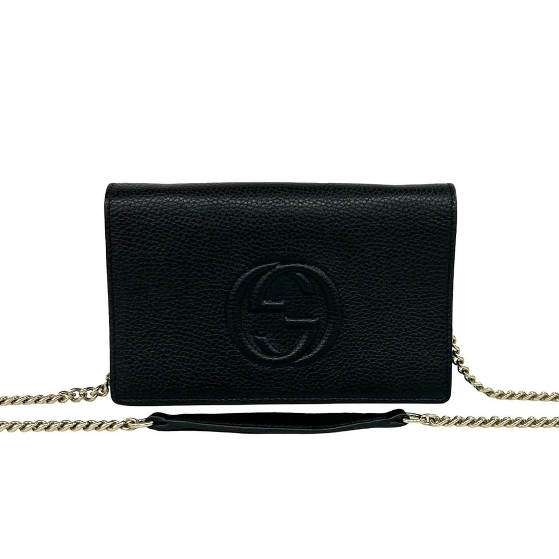 GUCCI Soho Interlocking G Leather Chain Shoulder Wallet Bag Black 69537: --- Catalog ---Category: SizeSize (HxWxD): 13cm x 20cm x 2.5cm / 5.11'' x 7.87'' x 0.98''Category: DesignType: Shoulder bagColor: BlackGender: WomenMaterial: Leather Category: GeneralBrand: Gucci--- I