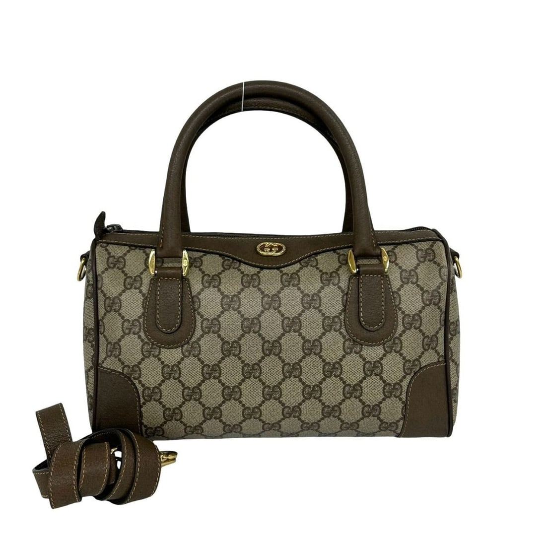 GUCCI GG pattern logo, interlocking G hardware, genuine leather, 2-way shoulder bag/handbag, brown,: --- Catalog ---Category: SizeSize (HxWxD): 16cm x 27.5cm x 22cm / 6.29'' x 10.82'' x 8.66''Category: DesignType: Handbag, Shoulder bagColor: BrownGender: WomenMaterial: Leather , PVC Category: General
