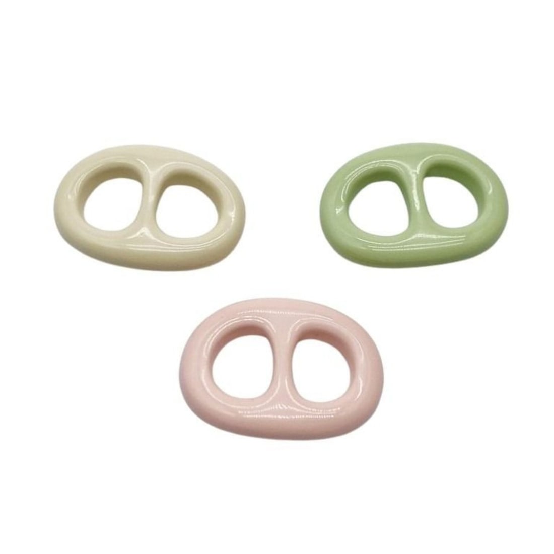 HERMES scarf ring, Chaine d'Ancre design, available in pink, beige, green, and wood. (Women's): --- Catalog ---Category: DesignType: Scarf ringColor: Beige, Green, PinkGender: WomenMaterial: Wood Category: GeneralBrand: HermesCategory: Physical PropertiesSize (HxWxD): 2.2cm x 3cm / 0.86'' x 1.18
