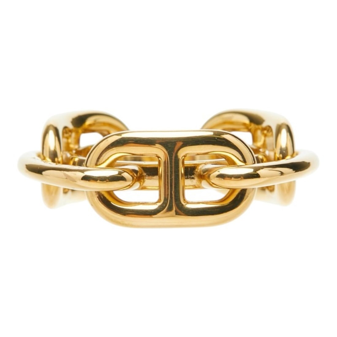Hermes Legato Chaine d'Ancre Scarf Ring, Gold Plated, Women's: --- Catalog ---Category: DesignType: Scarf ringColor: GoldGender: WomenCategory: GeneralBrand: HermesCategory: Physical PropertiesSize (HxWxD): 3.03cm x 3.22cm / 1.19'' x 1.26''--- Item List ---Sectio