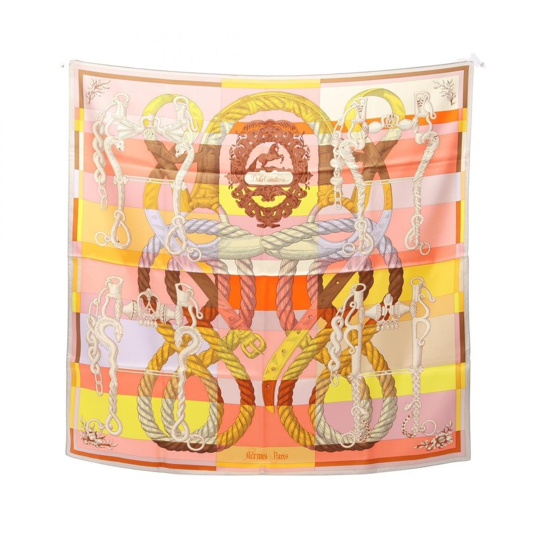 Hermes Carre 90 Della Cavalleria Scarf/Muffler, Silk, Women's, Pink/Multicolor: --- Catalog ---Category: SizeSize (LxW): 88cm x 88cm / 34.64'' x 34.64''Category: DesignType: ScarfColor: Multi-color, PinkGender: WomenMaterial: Silk Category: GeneralBrand: Hermes--- Item List ---Se