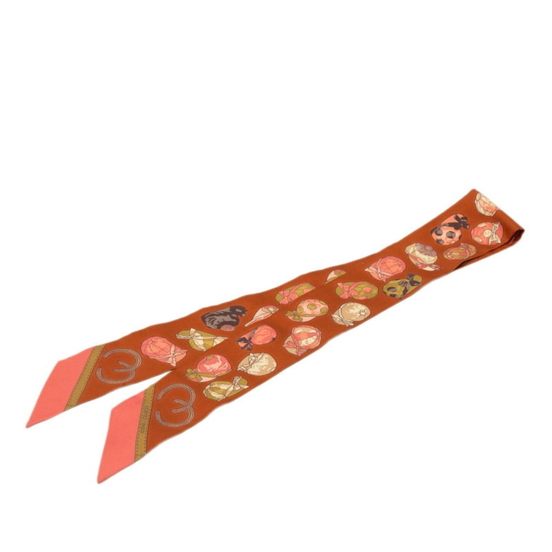 Hermes Twilly JOCKEY Riding Hat and Horse Hoof Scarf Muffler Brown Silk Women's HERMES: --- Catalog ---Category: SizeSize (LxW): 86cm x 5cm / 33.85'' x 1.96''Category: DesignType: ScarfColor: BrownGender: WomenMaterial: Silk Category: GeneralBrand: Hermes--- Item List ---Section: Conditi
