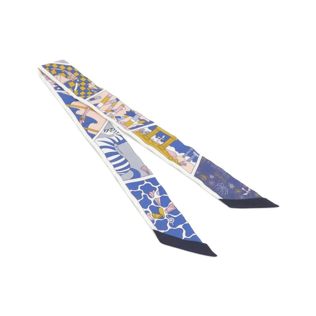Hermes Factory Suite Twilly 063975S Scarf/Muffler: --- Catalog ---Category: SizeSize (LxW): 5cm x 86cm / 1.96'' x 33.85''Category: DesignType: ScarfColor: BlueGender: Men,WomenMaterial: Silk Category: GeneralMPN: 063975SBrand: Hermes--- Item List ---S